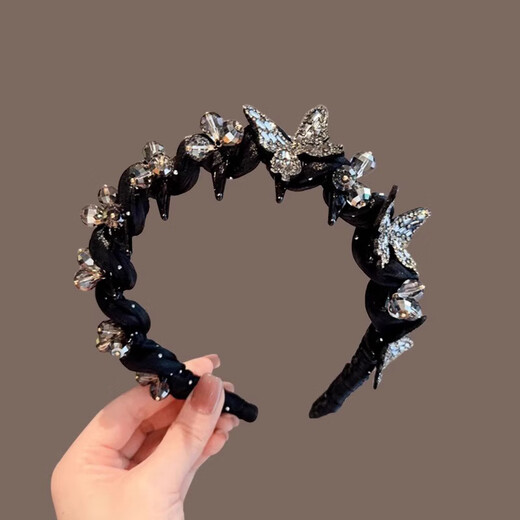 Bai Shilin 2025 new style Paris Princess Butterfly Headband for women, high-end, fashionable, high-top headband, outing headwear, high-end rhinestone butterfly headband