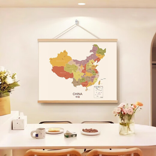 Nouvelle Chine Carte Décoration Peinture Salon Location House Scroll Paint Student Dormitory Bedside Mural Stickers 16851 60 * 40 + Rouglage en bois massif + toile d'huile Picture Lanyard Craft