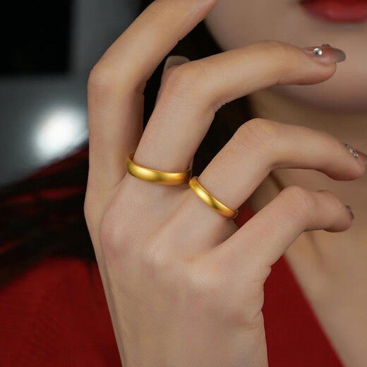 Chuhuang Shenzhen Shuibei gold safe and sound ring gold-plated silver ancient ring ring for men and women couple style pair of rings safe and sound round belly ring 0.4 g 5D No. 8