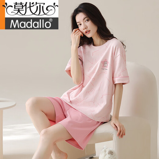 Modal 2025 pajamas for women for summer shorts for women, pure cotton round neck thin sweet pink home clothing suit for women, Z9858 M [recommended to wear 80-100Jin [Jin equals 0.5 kg]]