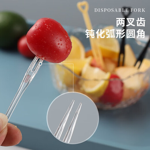 Original concept of disposable fruit fork, 200 pieces of fruit picks, food-grade children's desserts, cakes and snacks, transparent independent packaging, disposable fruit forks, independent packaging - 200 pieces