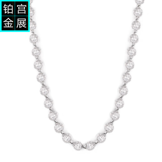 Gongzhan car flower bead platinum necklace for men, fashionable and shining pt950 platinum round bead chain without pendant, plain chain, simple and elegant 6mm car flower gold bead men's necklace, about 33.3-33.5 grams