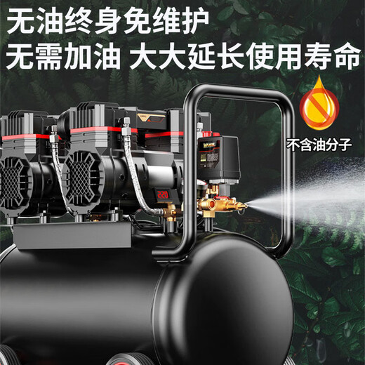 大海边空压机低音无油空气压缩机小型家用汽泵大功率工业级木工打气泵 60L-3890W【数显无刷】 无油低音免保养
