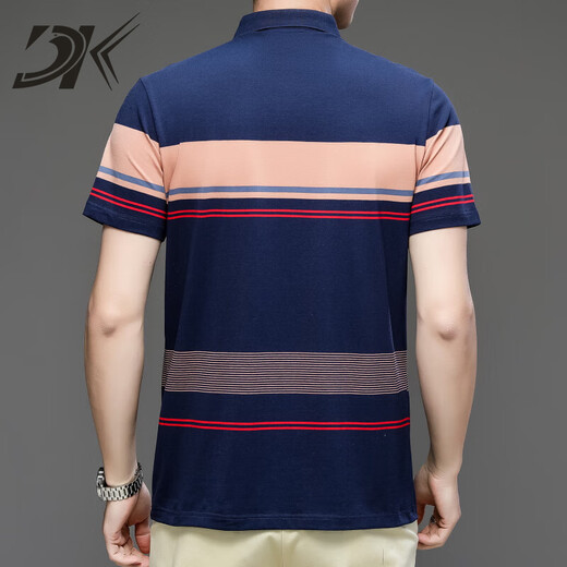 Футболка с короткими рукавами DK Men's Men's Slysed для мужской летние вышитые полосы повседневные простые молодые и универсальную рубашку поло в поло