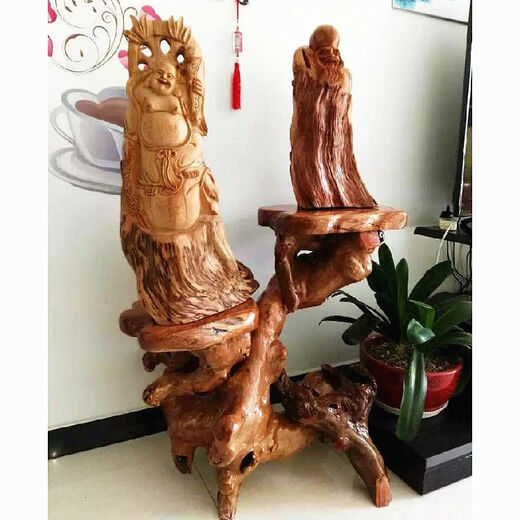 Bûche racine sculpture rack arbre racine ornement naturel salon salon multicouche bonche à pêche à pêche solide balcon de base en bois 16868