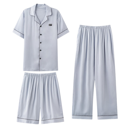 
ANTCITY 202025 new pajamas summer ice and snow thin simple loose short sleeve shorts trousers home clothing three-piece set 02J14906+K15906 L