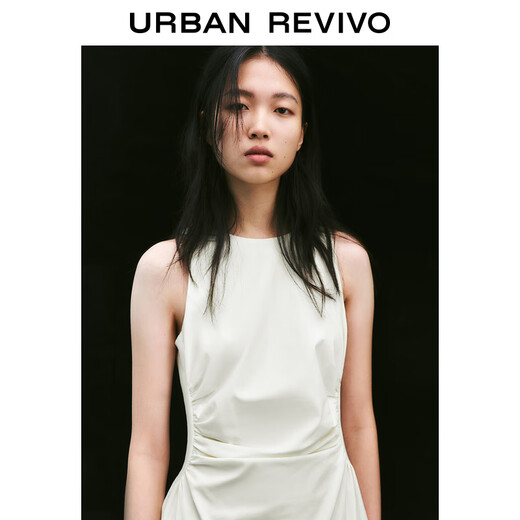 UR2025 Frühling Neues Frauenmodemetemperament Faltes Taille Kurzkleid UYY750029 Beige s