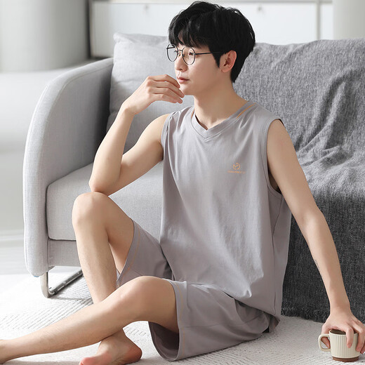 UKUHPK莫代尔男士睡衣夏季凉感家居服大码简约套装 莫代尔：An12027 L 男