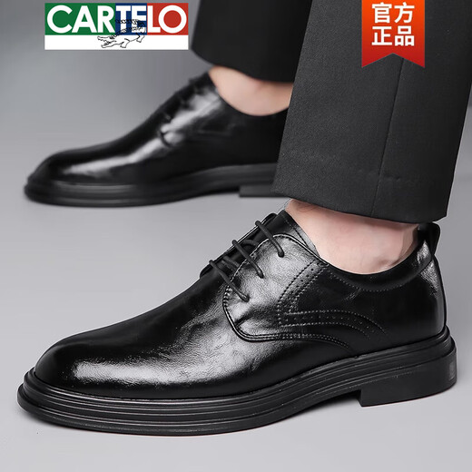Cartelo Nouveaux chaussures pour hommes Chaussures en cuir Men's Business Formal Wear British Men's Great Cuir Casual Breathable Soft Sole Mariage Chaussures 6623 Black 38