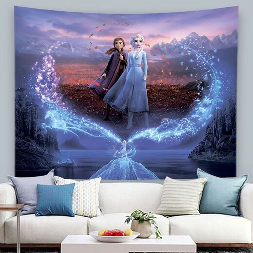 Disney Frozen Hintergrundtuch Kinderzimmer Anime Hintergrund Wandtuch Prinzessin Nacht Wandteppich GT1278-Frozen 5 Breite 3 Meter hoch 1,5 Meter + Installationspaket