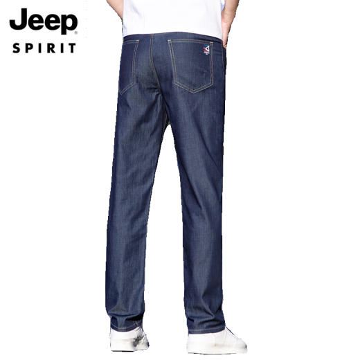Jeep Spirit Ice Silk Jeans de hombres 2025 Nuevo tenis recto suelto Pantalones largos Jeans de verano 9767# azul claro delgado* 30 Círculo de cintura 2 pies 3