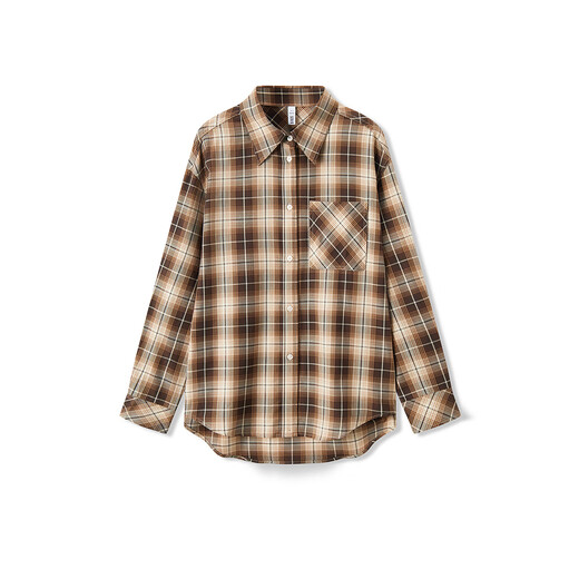 Semir long-sleeved shirt for women mid-length lazy loose off-shoulder autumn chic retro plaid shirt 101524105004