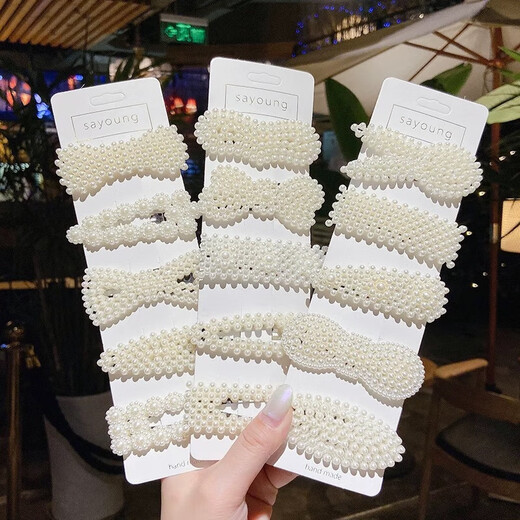 
Pearl hair clip women's bb clip headdress side clip clip 2025 new white bangs one-line clip hair clip 5 packs (random style)