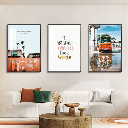 
Sanqihu living room decoration painting modern minimalist Nordic style landscape wall painting sofa background wall hanging painting triple wall 13582/13589/13581 Elegant gold frame oil canvas picture 50*70