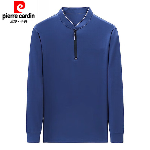 
Pier Cardin spring small stand collar men's long-sleeved T-shirt half-zipper body shirt fashionable casual middle-aged single-piece men's top P6625 top blue M 165