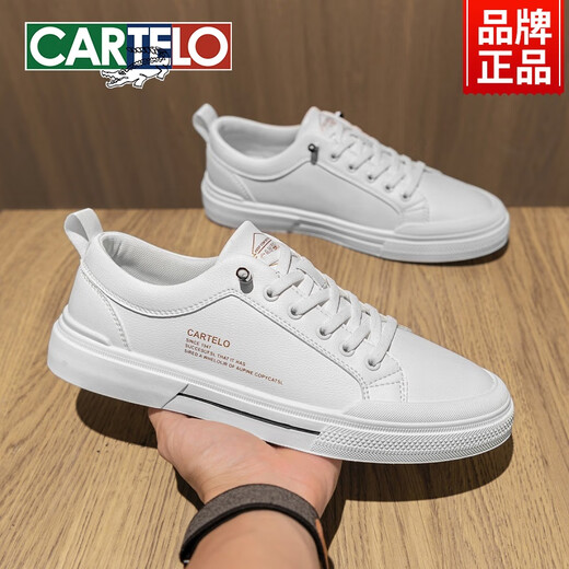 CARTELO men's shoes for summer breathable low-top white shoes shoes for one foot, trendy shoes sports and casual leather shoes for men, all black-6624-four seasons 44 standard sports size