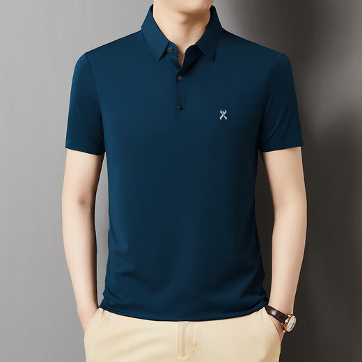 Jinba Men's Clothing (K-Boxing) Camiseta de manga corta de manga corta de manga de manga de seda de seda de verano para hombres de polo para hombres Negro 699 XL Brick Red 699 L 175/92a Todos los tamaños