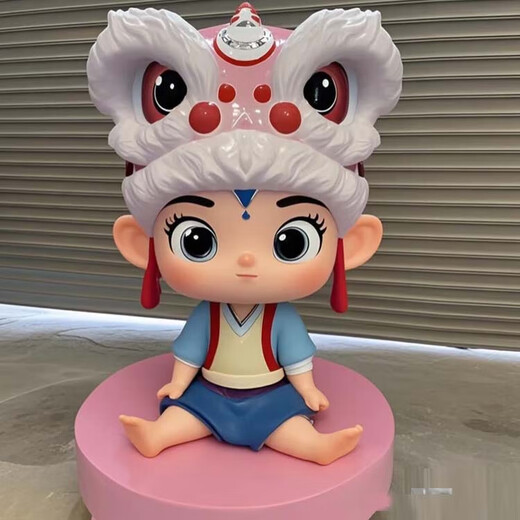 Fiberglass sculpture customized cartoon character ip image mascot shopping mall doll internet celebrity door head landscape ornament milky white formulated golden picture