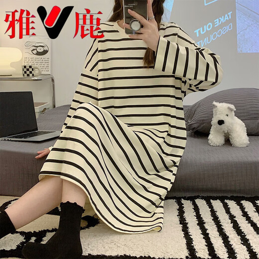 Yalu Breast Pad Nightkide Frauen reine Baumwolle Langarm süße Prinzessinstil Internet Berühmtheit großer Sicht Pyjama LOSS 2025 Neuer Frühling und Herbst CK-16863 2xl [brustloses Pad]
