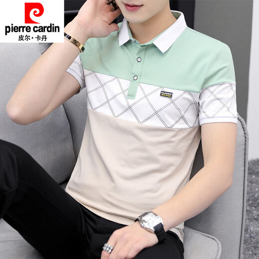 皮尔卡丹（pierre cardin）2025夏季青年男士短袖t恤男修身翻领polo.衫潮流韩版男装半袖上衣 6630绿色 M