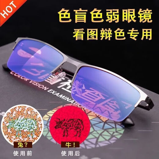 色盲眼镜可配近视无色透明隐型矫正纠正缓解专用正品红绿色弱眼镜 经典黑色【双面镀膜升级款】 近视400度【送镜盒+布+测试卡】