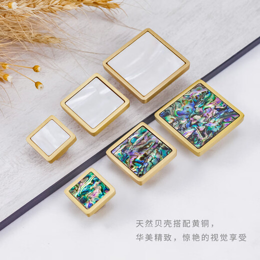 
Shantoulin Village brass cabinet door handle light luxury Nordic Chinese style wardrobe drawer cabinet door modern simple shell high-end hardware handle GBT12178C flower shell pair diameter 120mm hole
