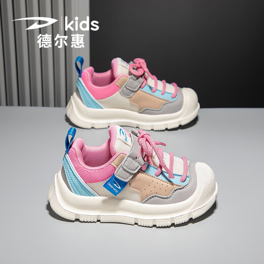 德尔惠儿童运动鞋女2025夏季新款网面透气中大童板鞋舒适女童鞋子 3524粉白_(新款双网) 28 _内长17.7_脚长16.7