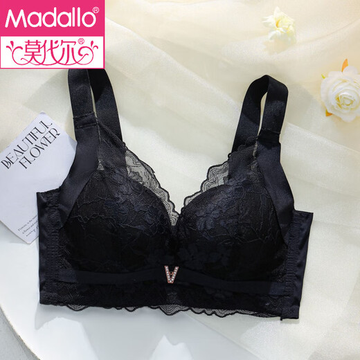Sous-vêtements d'été modaux pour les femmes sans anneaux en acier, petits seins rassemblés et épaissis, sexy, grand type de réglage, soutien-gorge en dentelle mammaire, vert + noir 80b 36