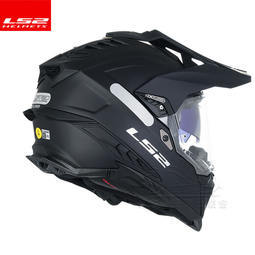
LS2 carbon fiber off-road tensile helmet motorcycle helmet men's motorcycle full helmet four seasons breathable double lens MX701 fiberglass model - dumb black summer ice silk head cover XXL (suggested 60-61CM)