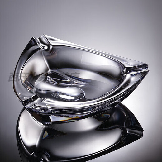 Xijue Creative European Modern Thick Crystal Glass Large Ashtray Fashion Personality Living Room Office Ashtray Ornament Triangular Noble Gray 17cm