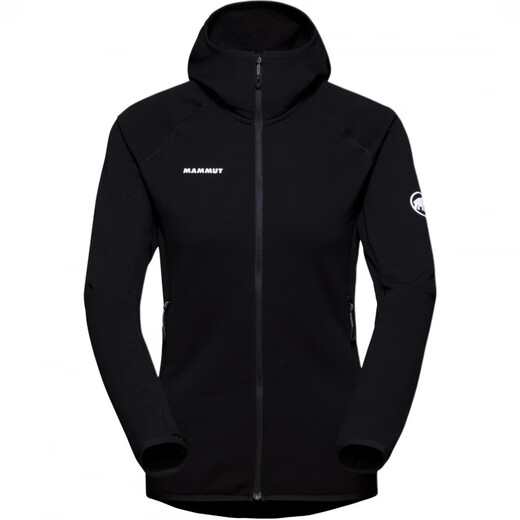 Mammoth (Mammut) Solid Color Logo Print Kapuzenzipper Langarmjacke für Frauen schwarz xs