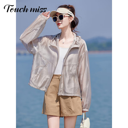 
Tachimis TOUCH MISS high-end light and breathable jacket for women 2025 summer new versatile small short outdoor hooded sun protection clothing picture color M 120Jin [Jin equals 0.5 kg]