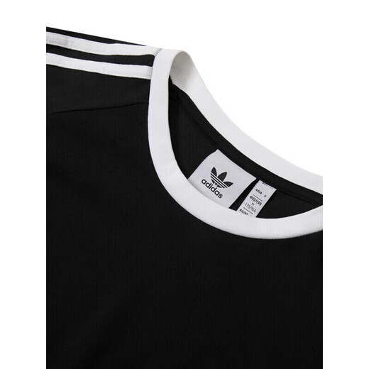 阿迪达斯 （adidas）三叶草男装上衣 2025春季新款时尚三条纹黑白圆领休闲长袖T恤衫 IA4877黑色 2XL