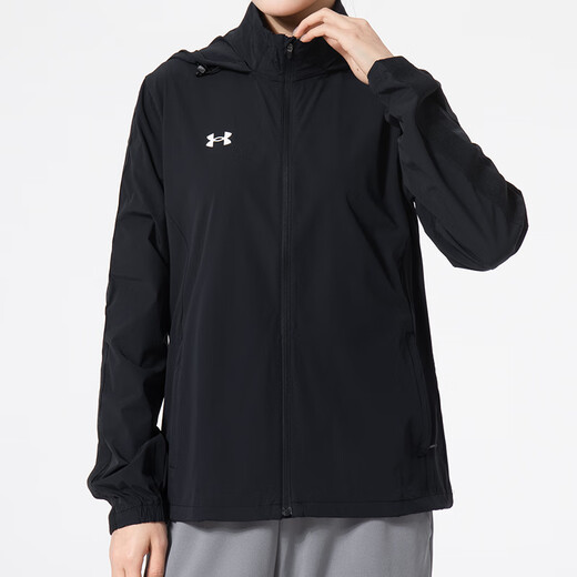 Under Armour Chaqueta oficial Spring Spring New Woven Chaqueta Sportswear al aire libre a prueba de viento a prueba de agua Top de entrenamiento negro Sportswear M