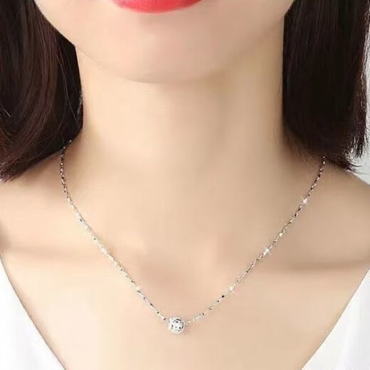 RSRDDY Old Phoenix Sterling Silver 9999 Necklace Girls Ingot Chain Transfer Bead Pendant Silver Jewelry Gift for Girlfriend and Wife Frosted Transfer Bead Silver Water Wave Chain/Same Style as Lao Fengxiang with Trapped Beast 6.8g Solid and Beautiful Packaging