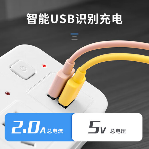 【京东物流】转换插座小米同款多功能插排家用学生宿舍接线板插线板多孔分控开关插头 一转二【无开关】