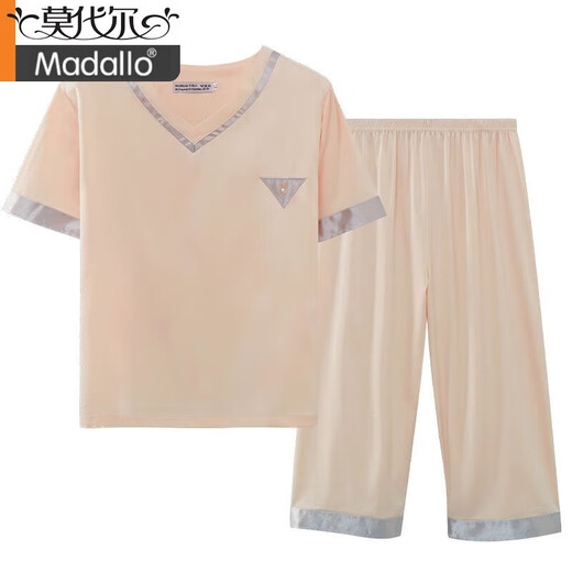 莫代尔女士睡衣夏季冰丝短袖7分裤2025年新款冰丝薄款夏天性感 家居服 9922 M 80-100