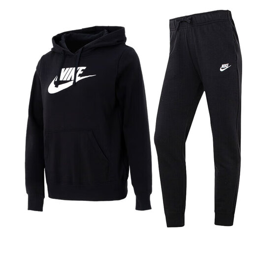 Nike (Nike) Costume féminin, automne et hiver Nouvelles vêtements de sport, Big Logo Sweatshirt Top Veste, pantalon décontracté, ensemble en deux pièces, sweat à capuche + pantalon / S / 155 chaud