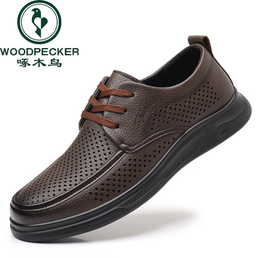 Zapatos para hombres de carpintería de carpintería 2025 Nuevo verano de cuero transpirable Negocio casual de hombres Gran tamaño Hollow Hugar zapatos de cuero Black Hollow Hollow 17152 38 Tamaño normal Tamaño normal