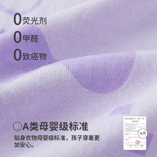 
DEESHA [7A Antibacterial Skin Soothing Cotton] Girls' Light Breathable Night Dress Spring and Summer Home Dress Lavender Cherry Bear