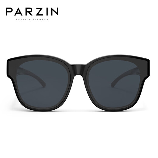 帕森（PARZIN）儿童偏光太阳镜 防紫外线近视专属套镜男女童潮酷墨镜 PZ12109 亮黑色