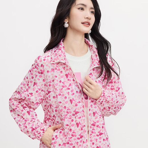 
The same summer sunscreen jacket printed casual short jacket top for women, medium purple red M