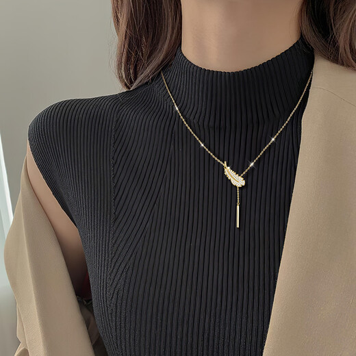 Der einzige (Winy) Winterpullover Halskette High-End Sterling Silver Quasten-Anhänger Langes leichte Luxusgeschenk für beste Freundin Neujahrsgeschenk, verstellbare Länge, kostenlos 30 Tage, um neu zu wechseln