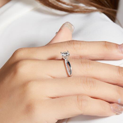 AVHE white platinum cultivated diamond ring with double arms design jewelry ring women's wedding band proposal gift ring customization 18K gold diamond ring - 1 carat D color VVS main diamond, size 9-20 optional