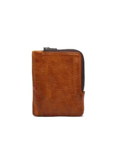 Atelierleo Gemüse gebräuntes Leder Brieftasche Herren echtes Leder Kurzer Retro vertikaler Multi-Karten-Führerschein Kuhleder Wallet KW-6198H Kaffeefarbe