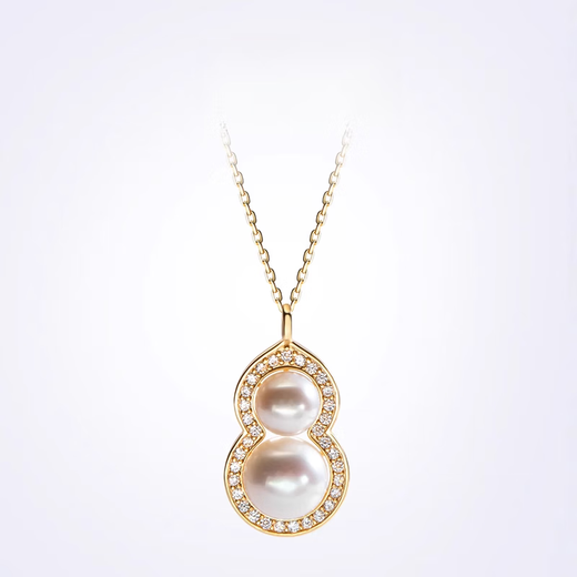 Dan Pei luxury high-end new Chinese style S925 silver freshwater pearl gourd double bead pendant temperament pearl pendant women's earrings freshwater pearl pendant silver 7-10mm x 40cm