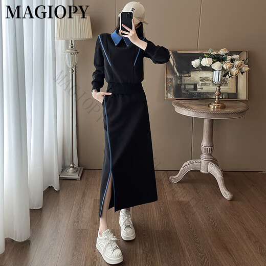 MAGIOPY国际奢侈高档品牌气质通勤风休闲运动套装女2025春季新款时尚欧货 蓝色两件套 S(100斤以内)