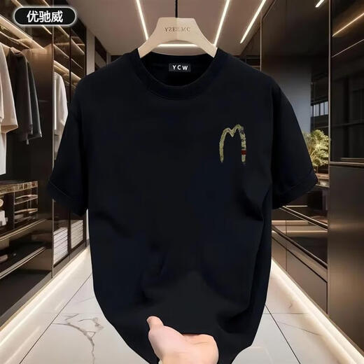 乾裳枫善服饰新款美式复古创意印j花宽松男女圆领重磅短袖休闲上 白色AB1699前后-M网点_赠送 S _(建议90-110)*_
