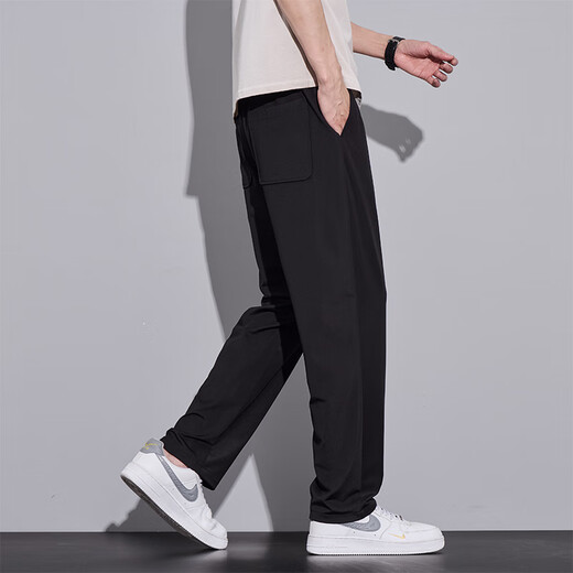 皮尔卡丹（pierre cardin）男裤夏季薄款冰丝凉感休闲裤男生垂顺挺括长裤子男直筒运动裤 6625藏青色 2XL [推荐145-160斤]