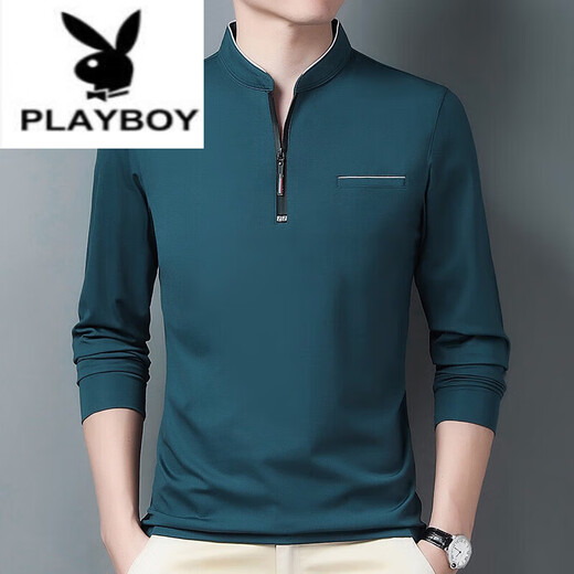 Playboy (Playboy) Pure Cotton Long-Ärmeln T-Shirt Herren lässiger dünner T-Shirt Top Sommer Frühling Herbst Winter im mittleren Alter mit mittleren Alterskragen Basis Langarm Särme 6625 Tiefe Orchid Dünn XL 175 Vorschlag 140-160jin [Jin gleich 0,5 kg]